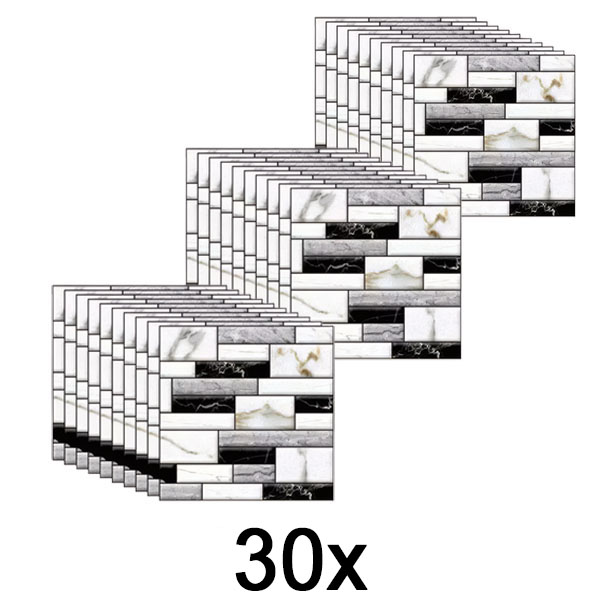 3x 3D samolepky na zeď s mramorovým vzhledem (10 ks/0,9 m²) | MARBLEBLOCKS