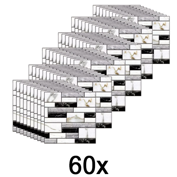 6x 3D samolepky na zeď s mramorovým vzhledem (10 ks/0,9 m²) | MARBLEBLOCKS