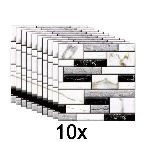 1x 3D samolepky na zeď s mramorovým vzhledem (10 ks/0,9 m²) | MARBLEBLOCKS