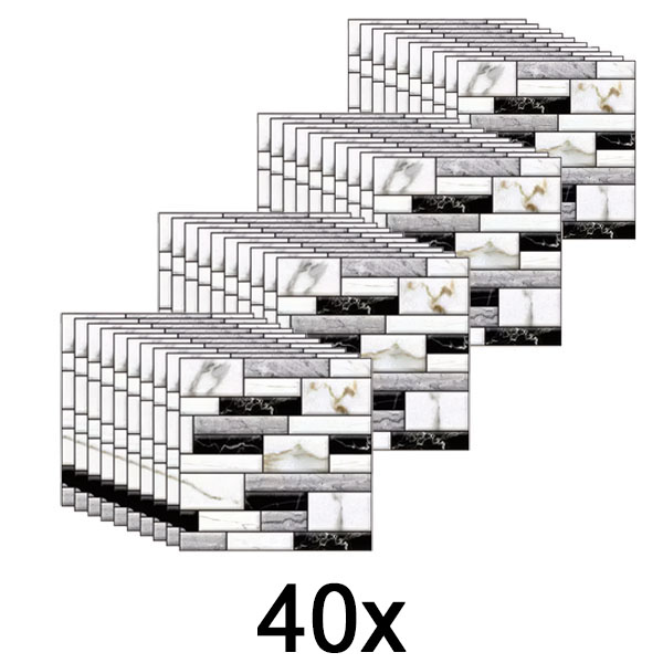 4x 3D samolepky na zeď s mramorovým vzhledem (10 ks/0,9 m²) | MARBLEBLOCKS